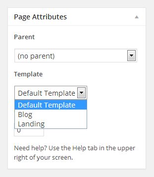 Select a page template.